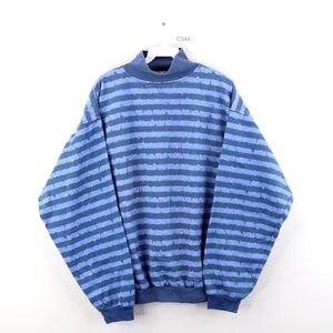 Vintage Streetwear Striped Mock Neck Sweatshirt